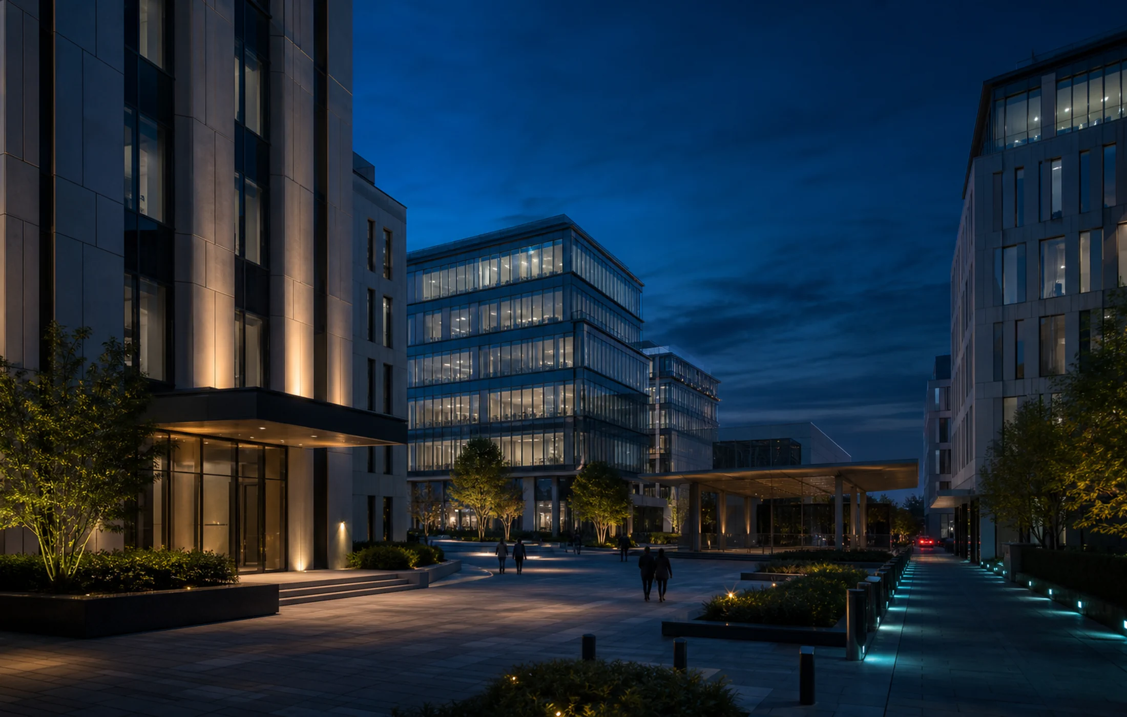 Вечерний вымышленный квартал LUMA DISTRICT